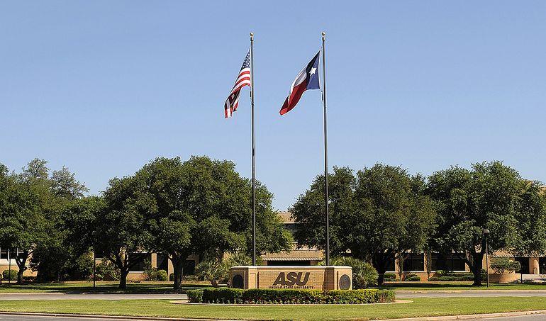 The main entrance at Angelo State University in San Angelo, Texas.