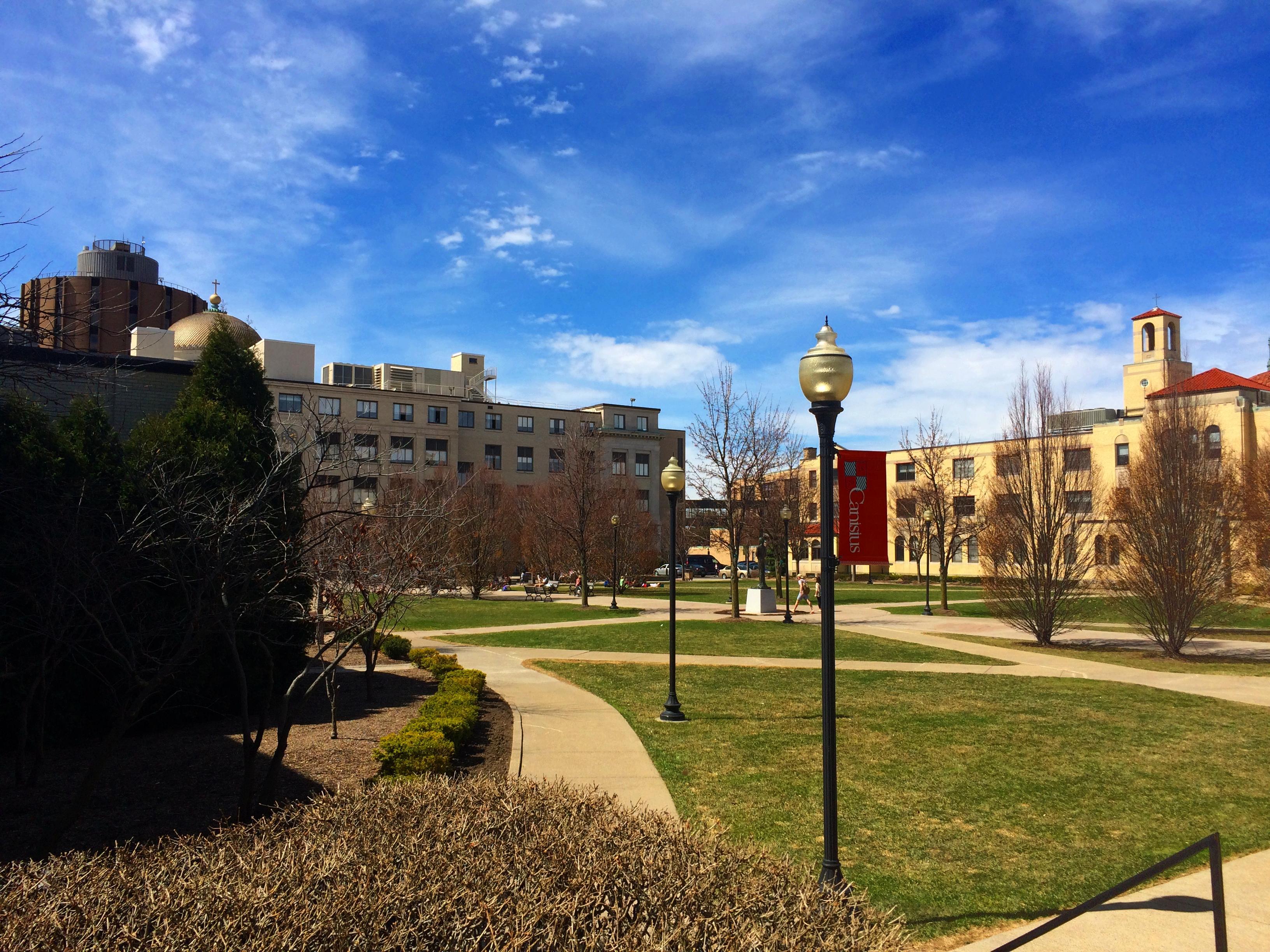 The quad at Canisius College, looking west toward Main Street, April 2015.