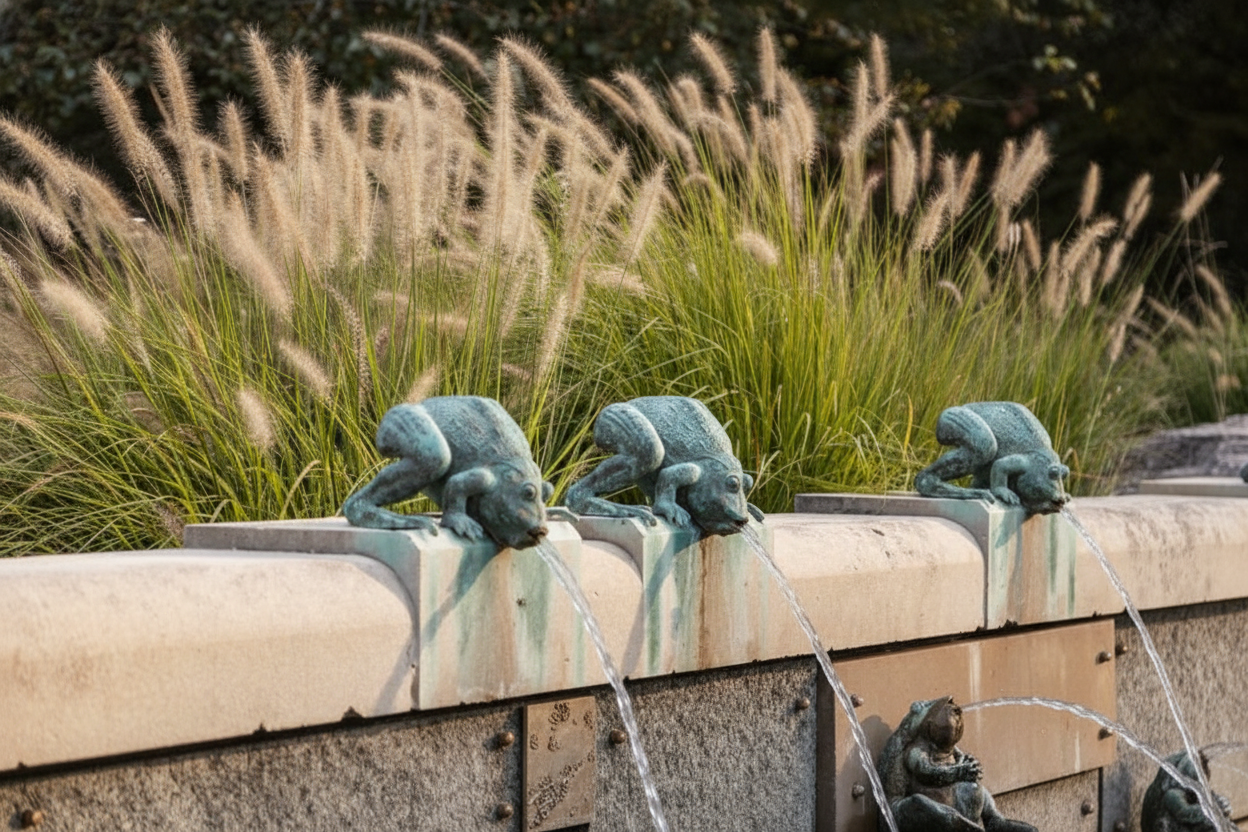 Frog Baby" fountain on the campus of Ball State University in ...