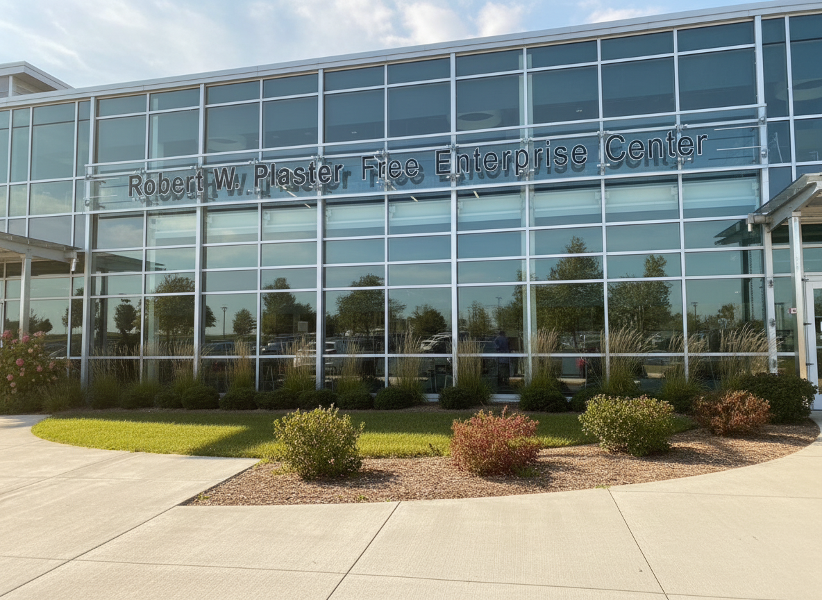 Speaking at the Robert W. Plaster Free Enterprise Center ...