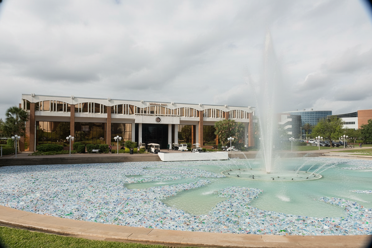 Photos: Plastic Trash Campus Landmark Promotes Recycling Initiative