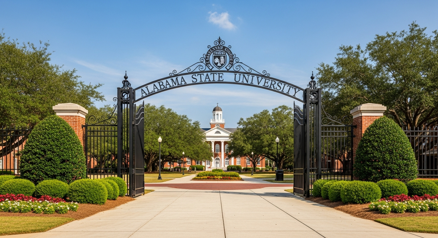 iconic campus entrance gate or sign