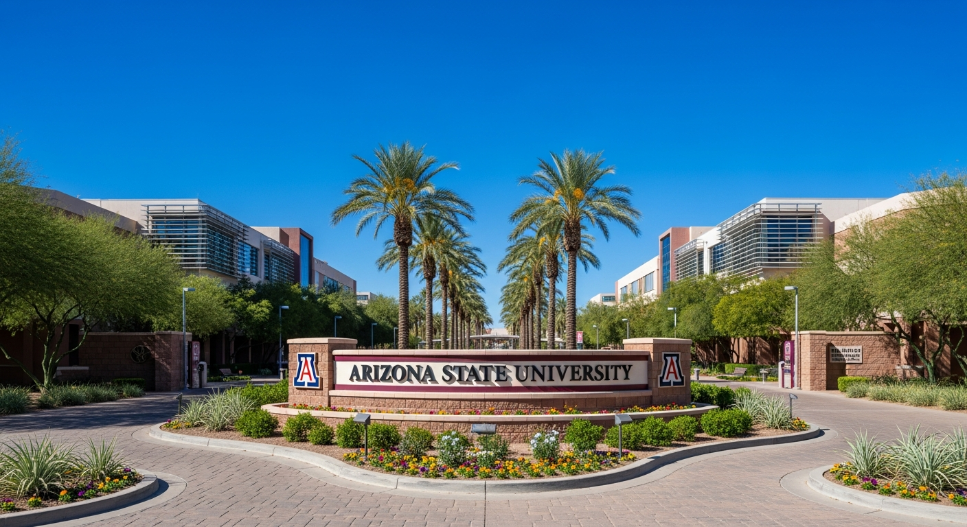 iconic campus entrance gate or sign