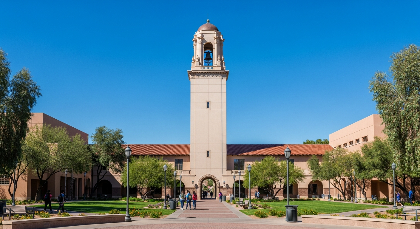 campus bell tower, clock tower, or landmark building