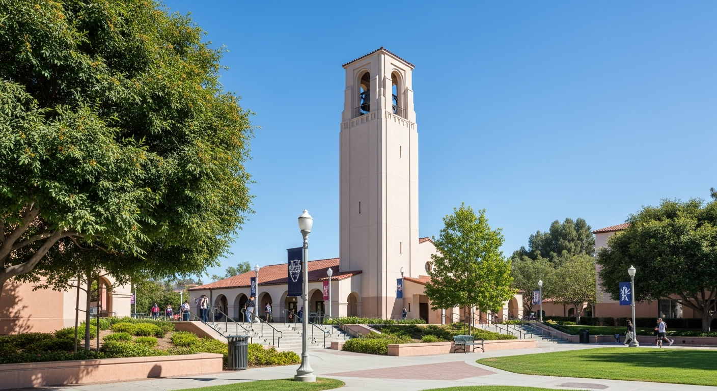 campus bell tower, clock tower, or landmark building