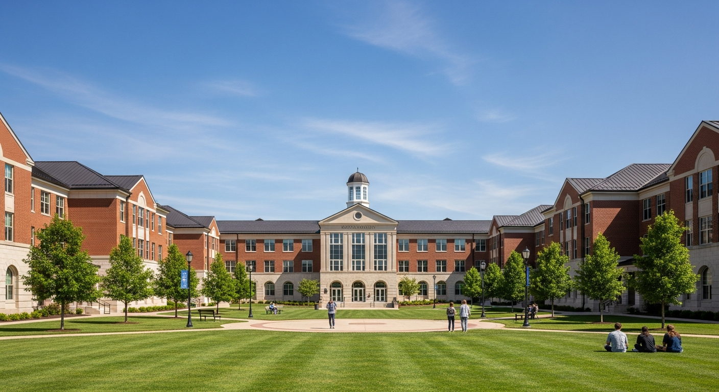 central quad or green space with students