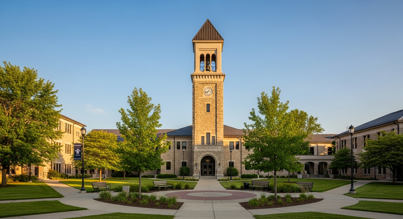campus bell tower, clock tower, or landmark building