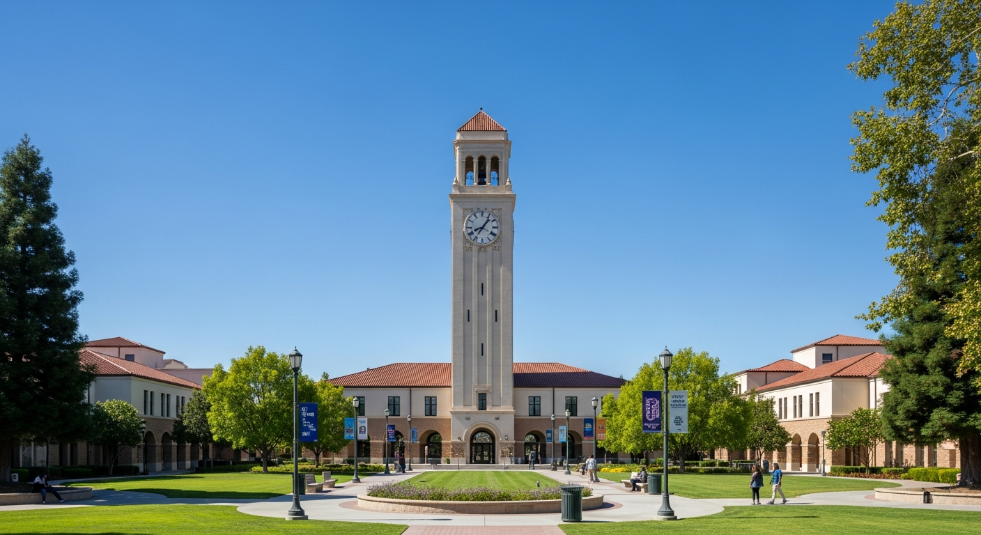 campus bell tower, clock tower, or landmark building