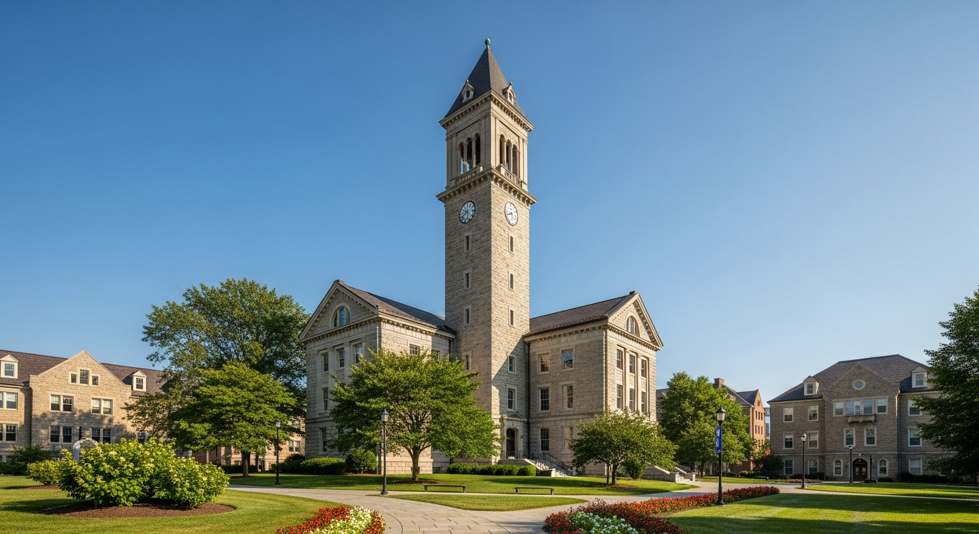 campus bell tower, clock tower, or landmark building
