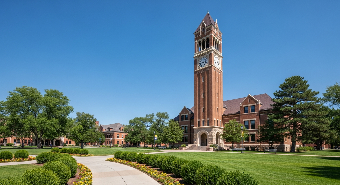 campus bell tower, clock tower, or landmark building