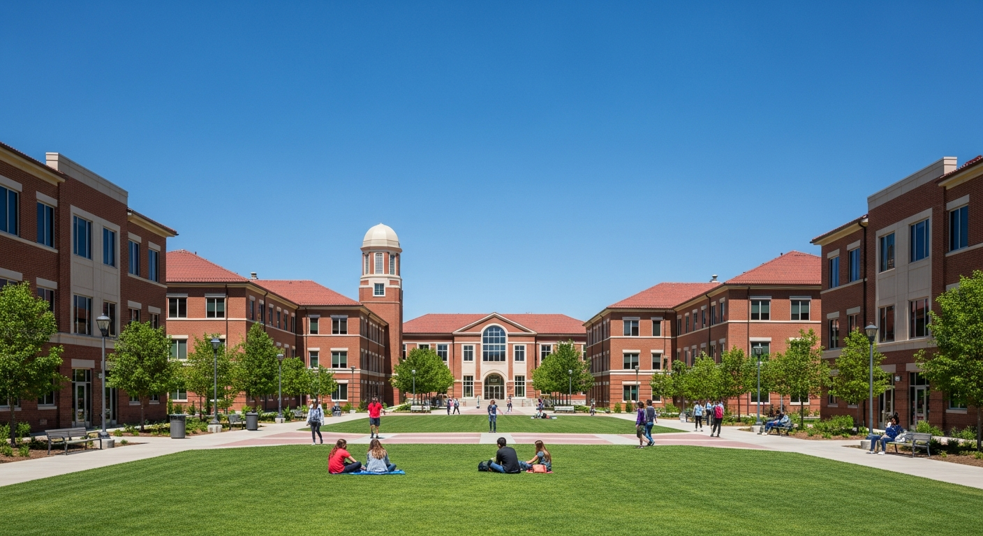 central quad or green space with students