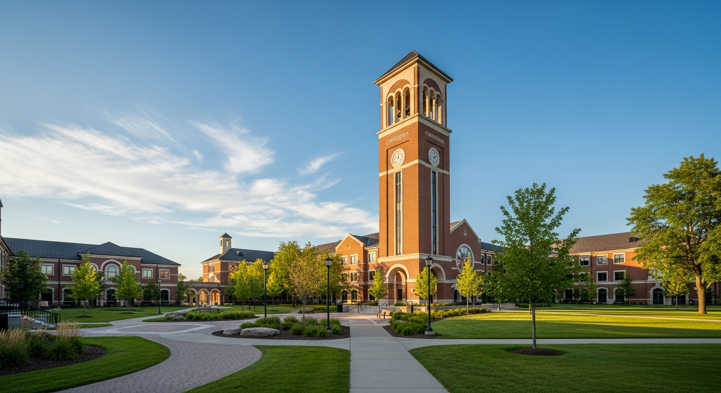 campus bell tower, clock tower, or landmark building