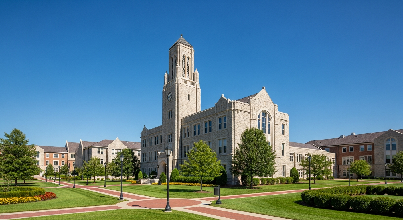 campus bell tower, clock tower, or landmark building