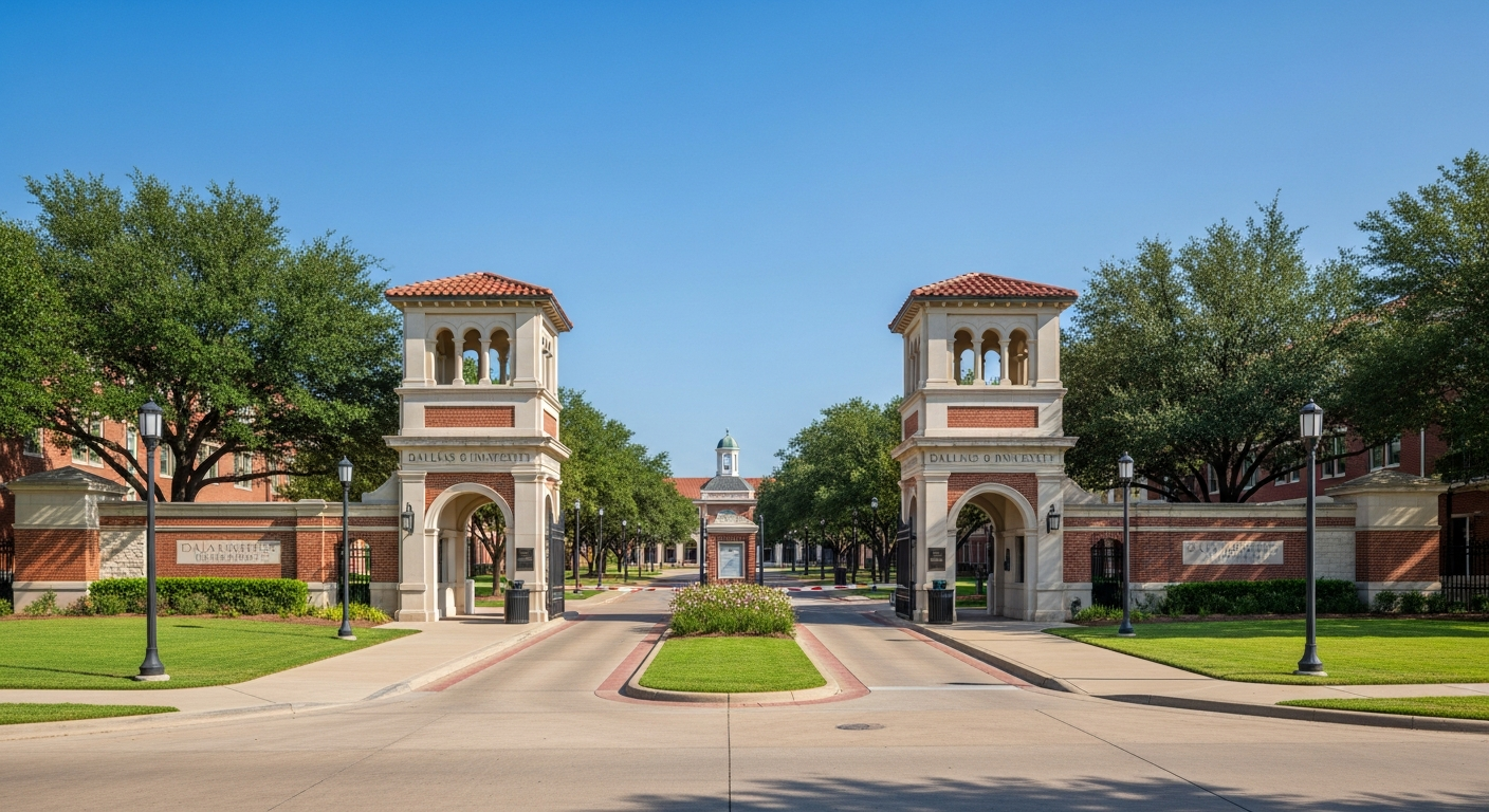 iconic campus entrance gate or sign