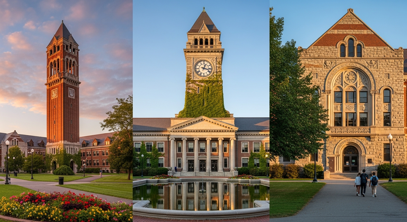 campus bell tower, clock tower, or landmark building