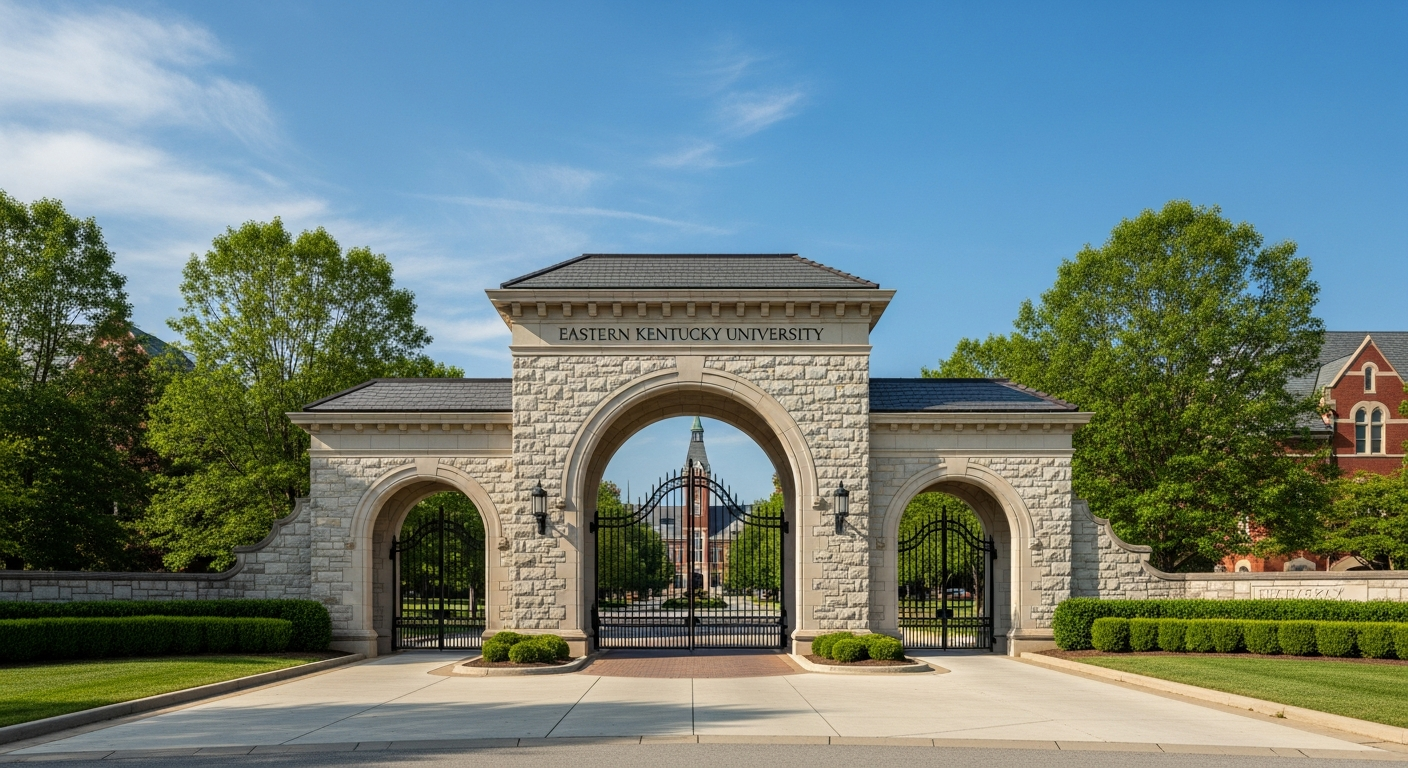 iconic campus entrance gate or sign
