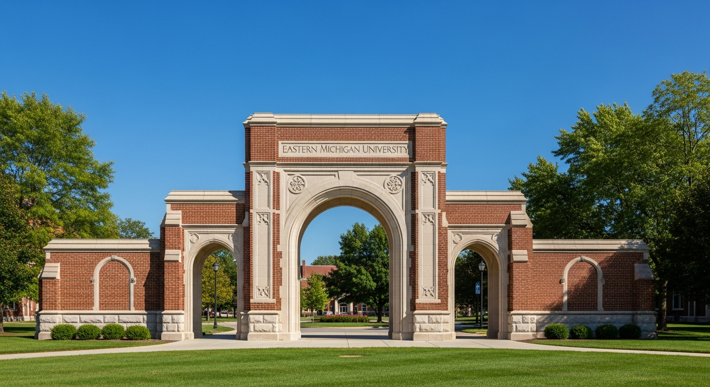 iconic campus entrance gate or sign