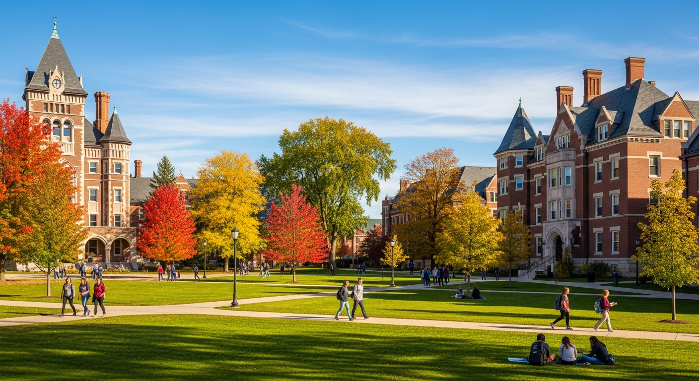 central quad or green space with students