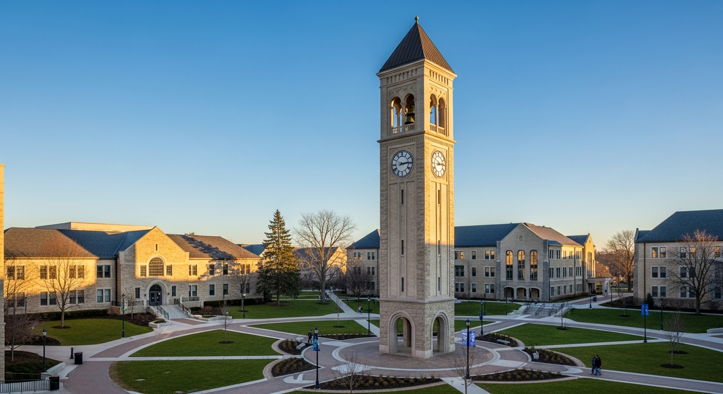 campus bell tower, clock tower, or landmark building