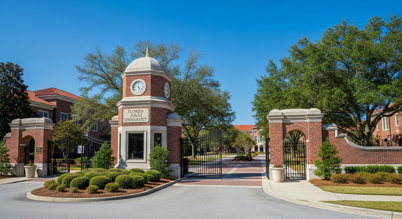 iconic campus entrance gate or sign