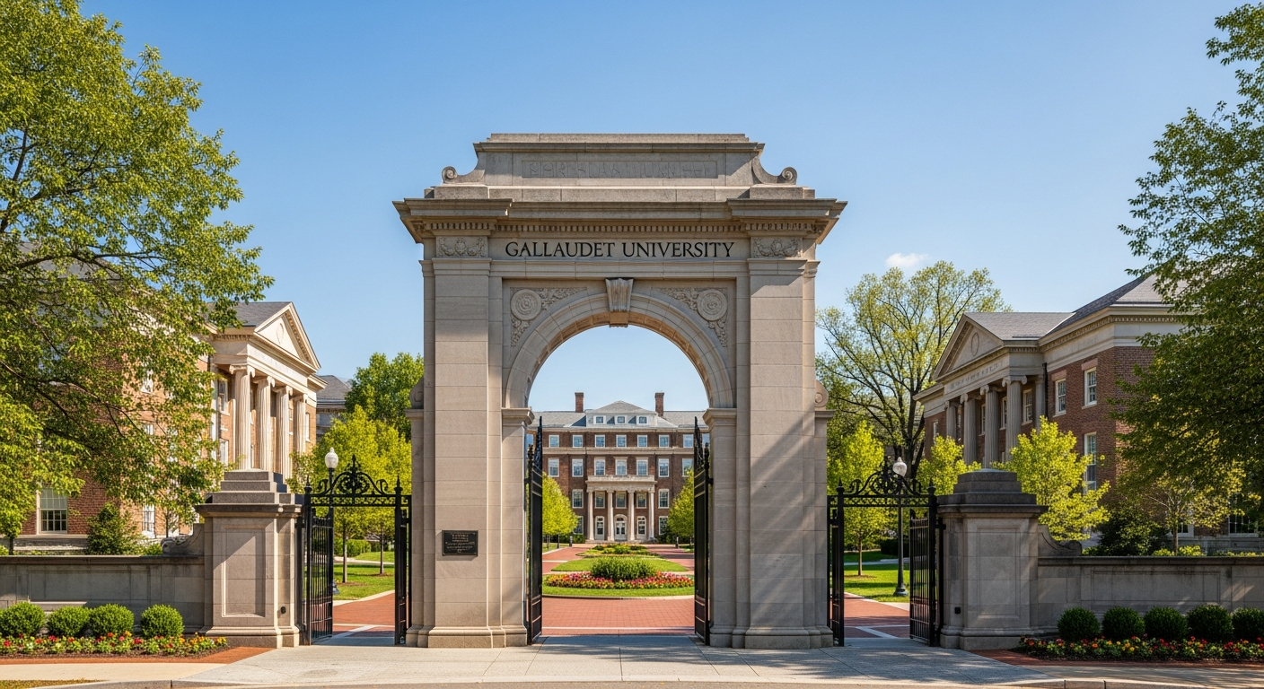 iconic campus entrance gate or sign