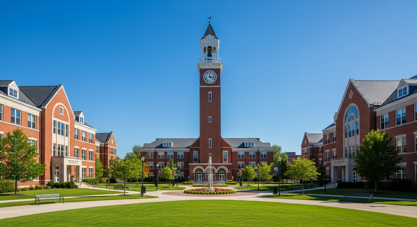 campus bell tower, clock tower, or landmark building