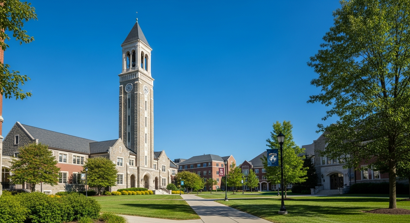 campus bell tower, clock tower, or landmark building