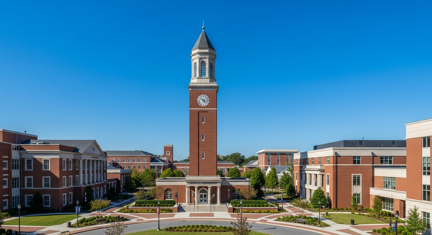 campus bell tower, clock tower, or landmark building