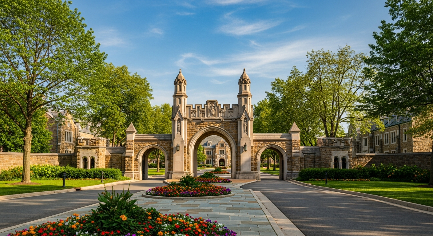 iconic campus entrance gate or sign