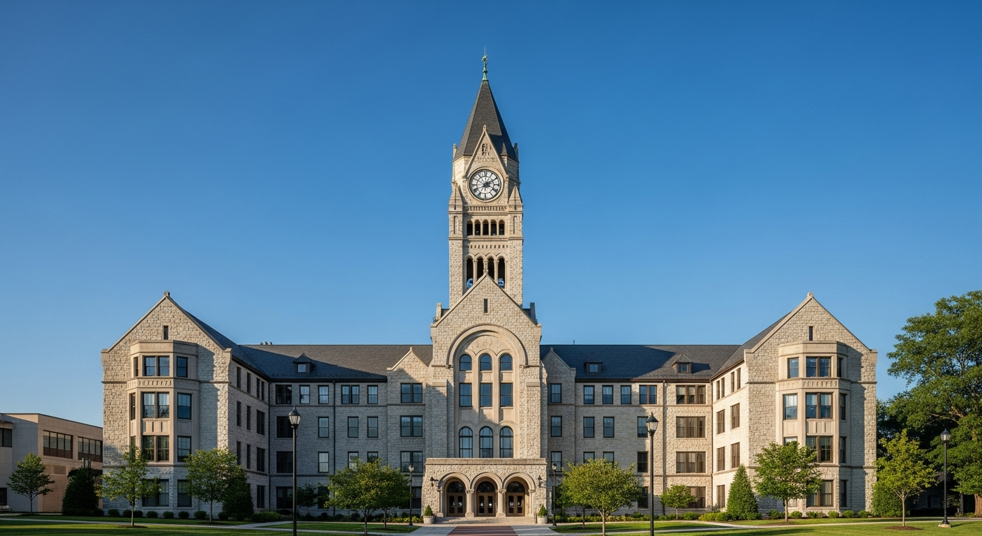 campus bell tower, clock tower, or landmark building