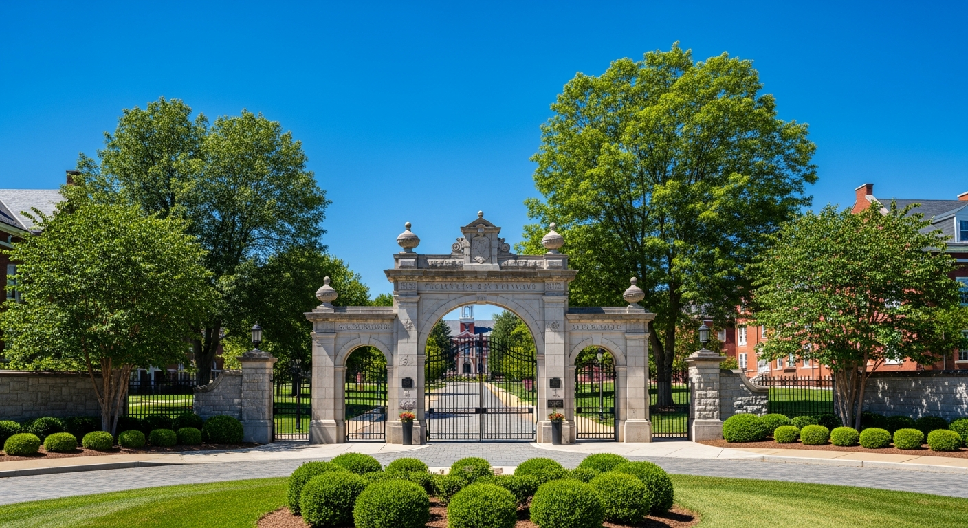 iconic campus entrance gate or sign