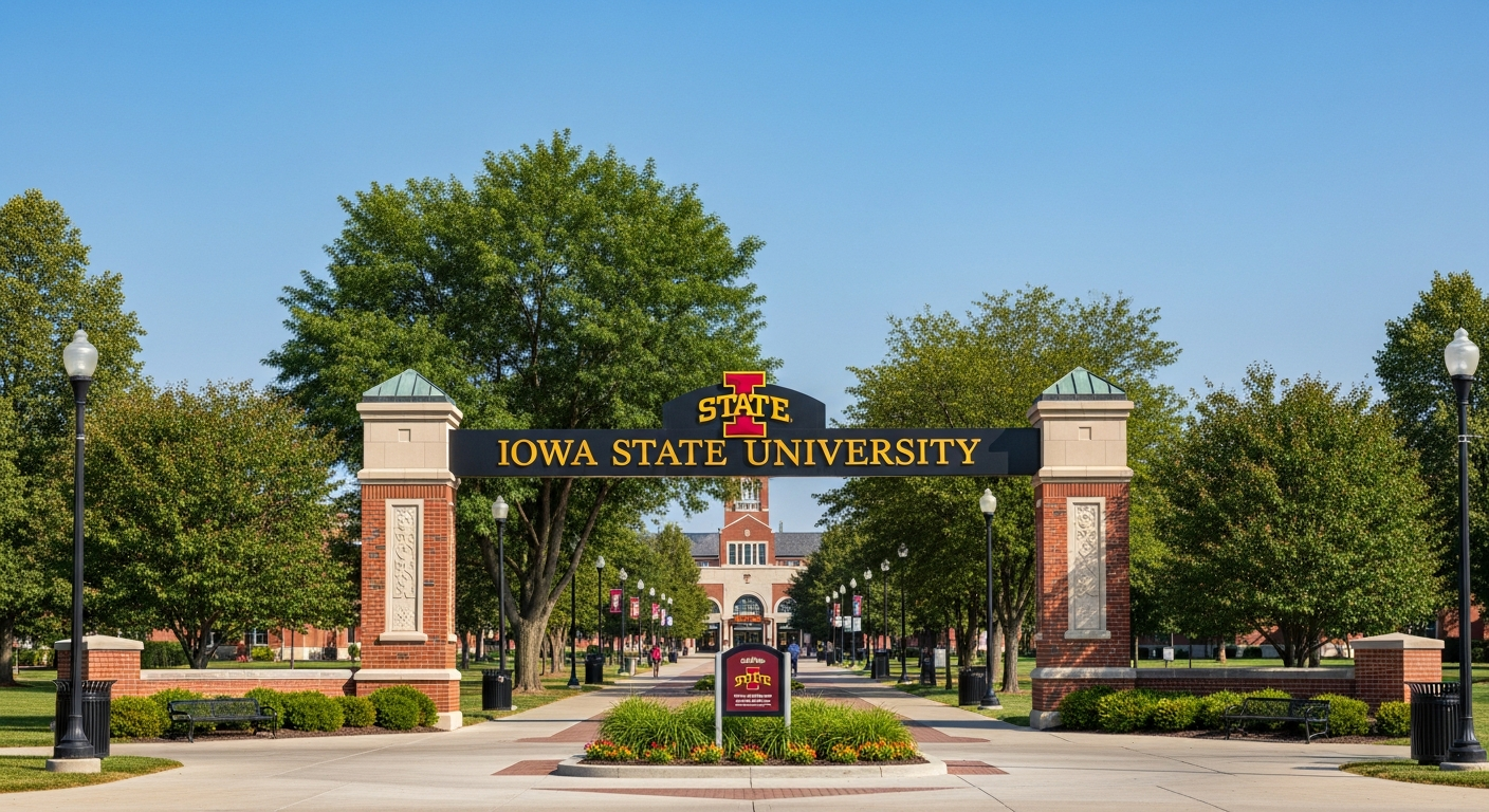 iconic campus entrance gate or sign