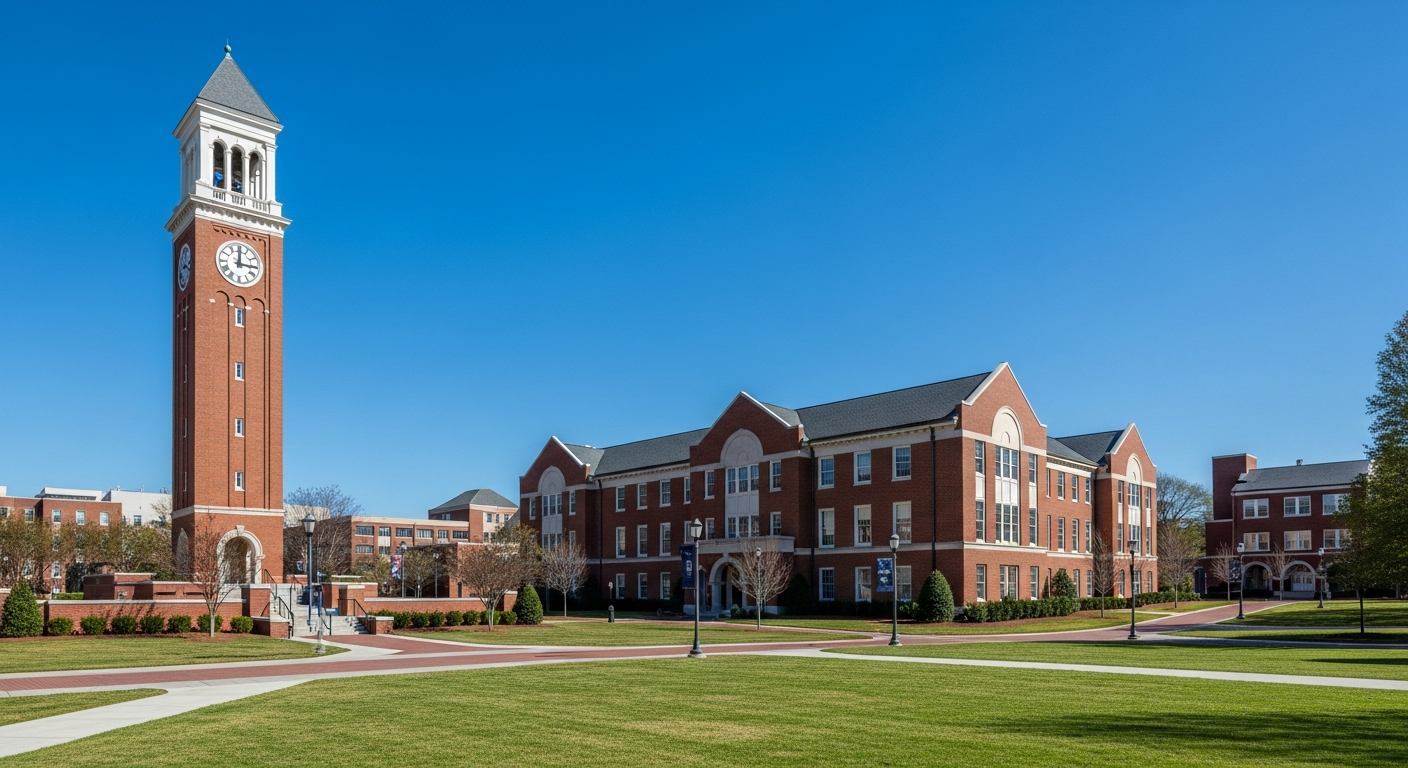 campus bell tower, clock tower, or landmark building