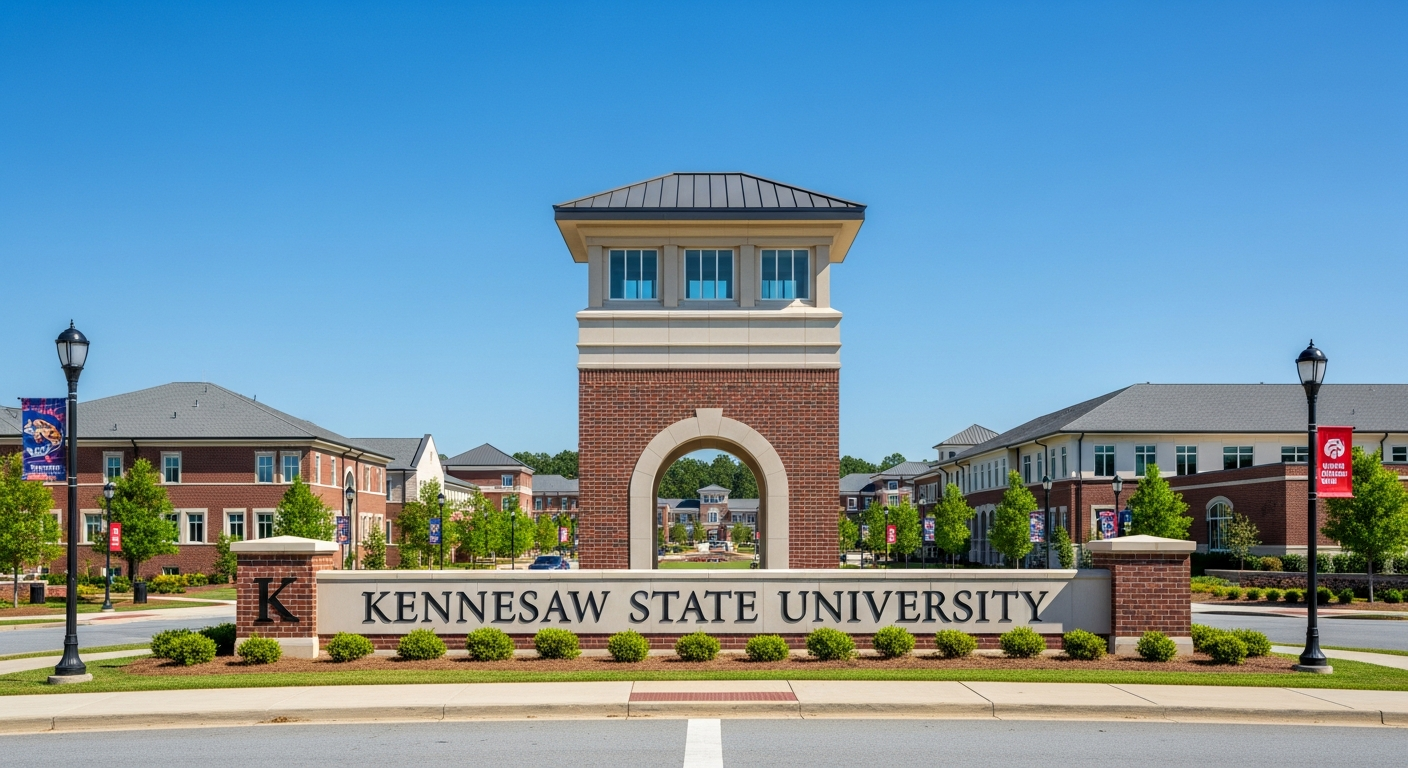 iconic campus entrance gate or sign