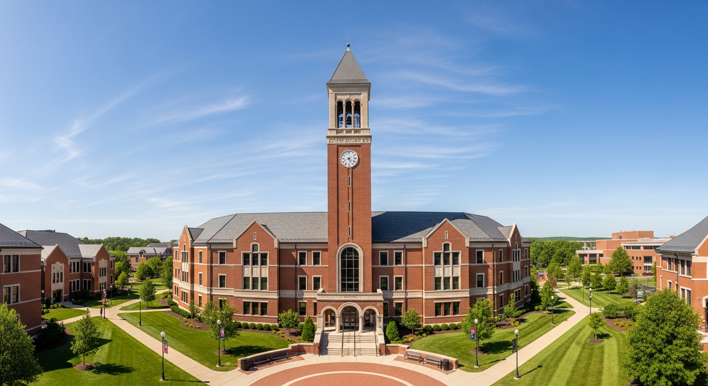 campus bell tower, clock tower, or landmark building