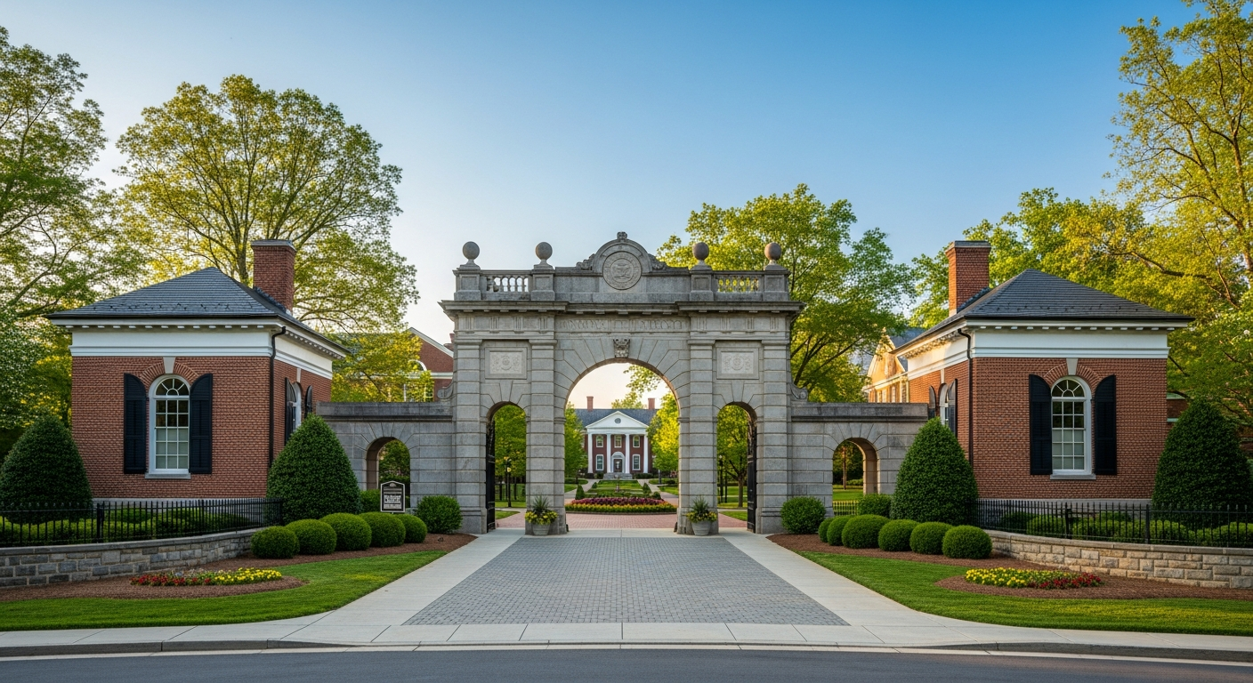 iconic campus entrance gate or sign