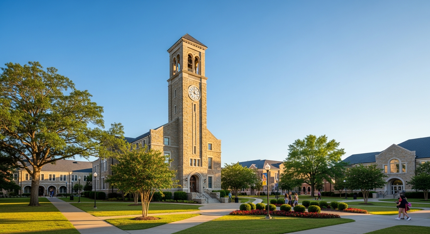 campus bell tower, clock tower, or landmark building