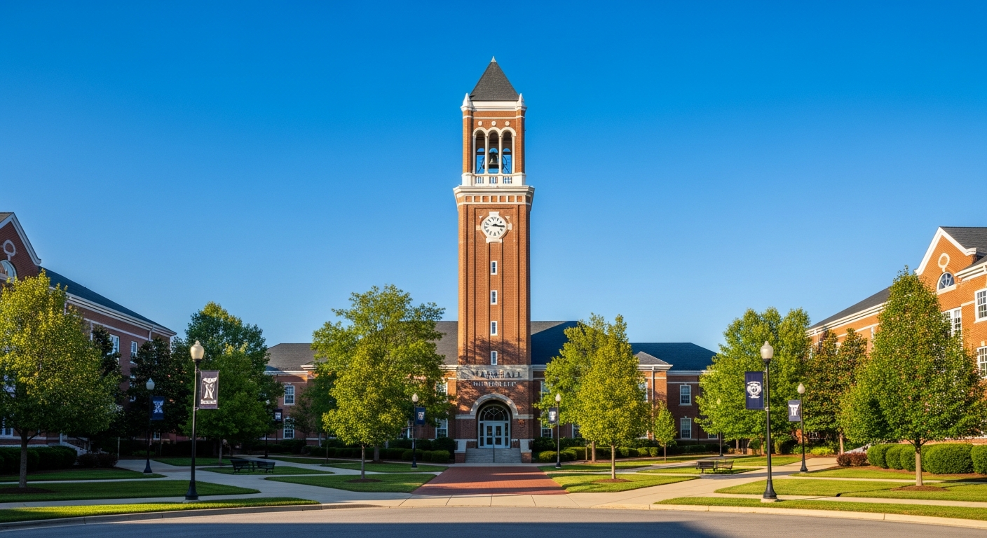 campus bell tower, clock tower, or landmark building