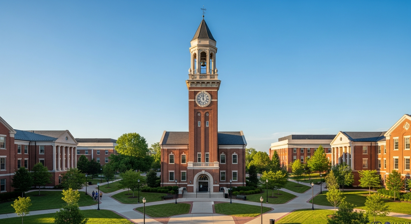 campus bell tower, clock tower, or landmark building