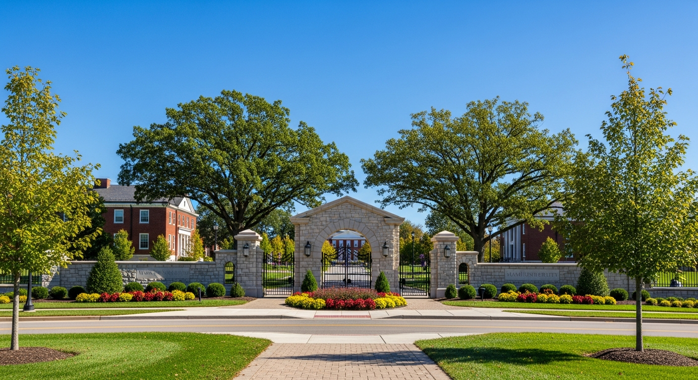 iconic campus entrance gate or sign