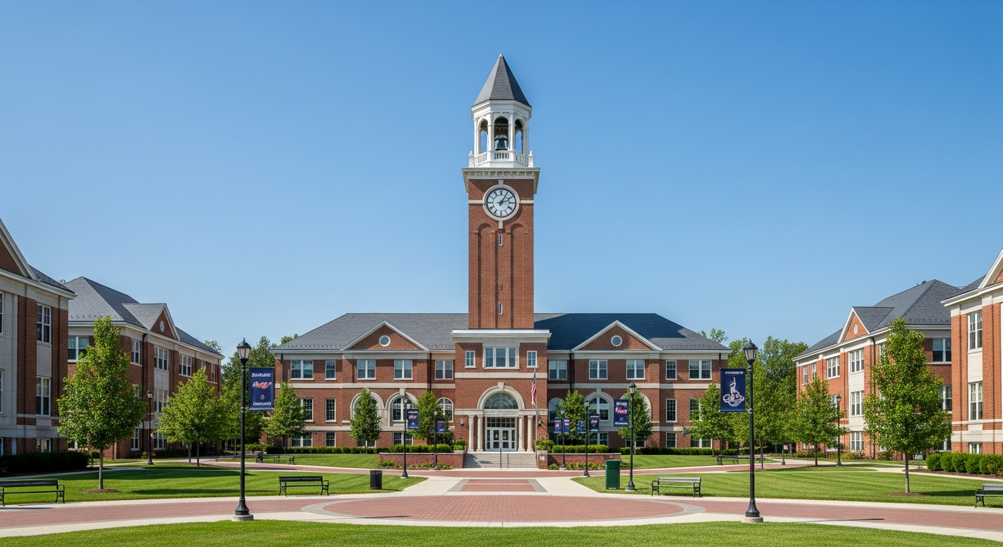 campus bell tower, clock tower, or landmark building