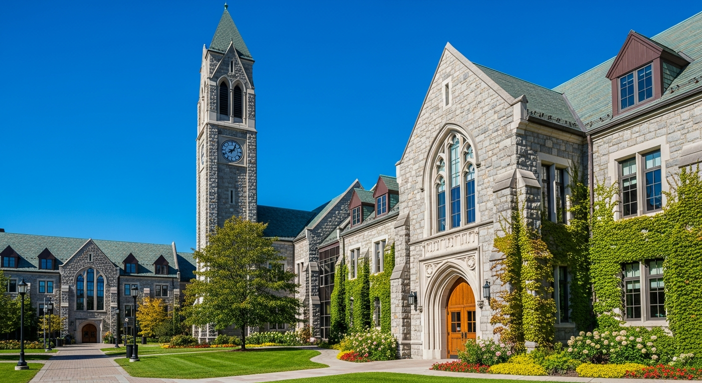 campus bell tower, clock tower, or landmark building