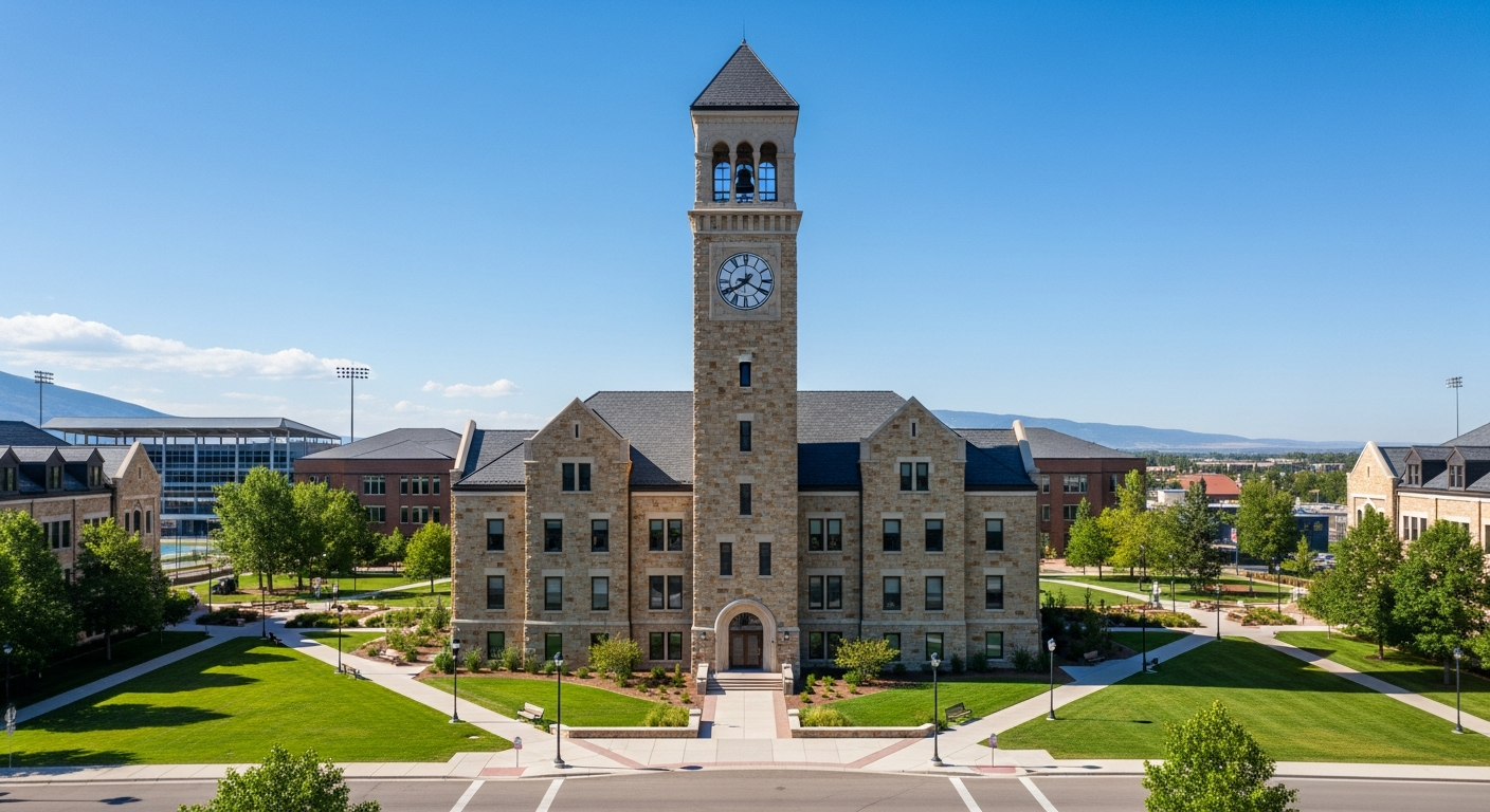 campus bell tower, clock tower, or landmark building