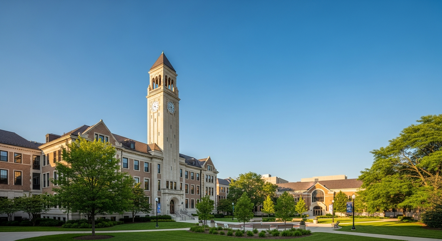 campus bell tower, clock tower, or landmark building