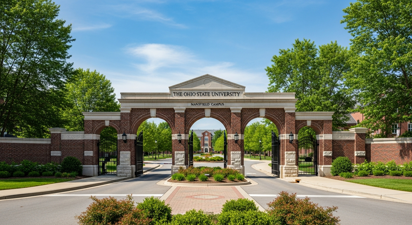 iconic campus entrance gate or sign