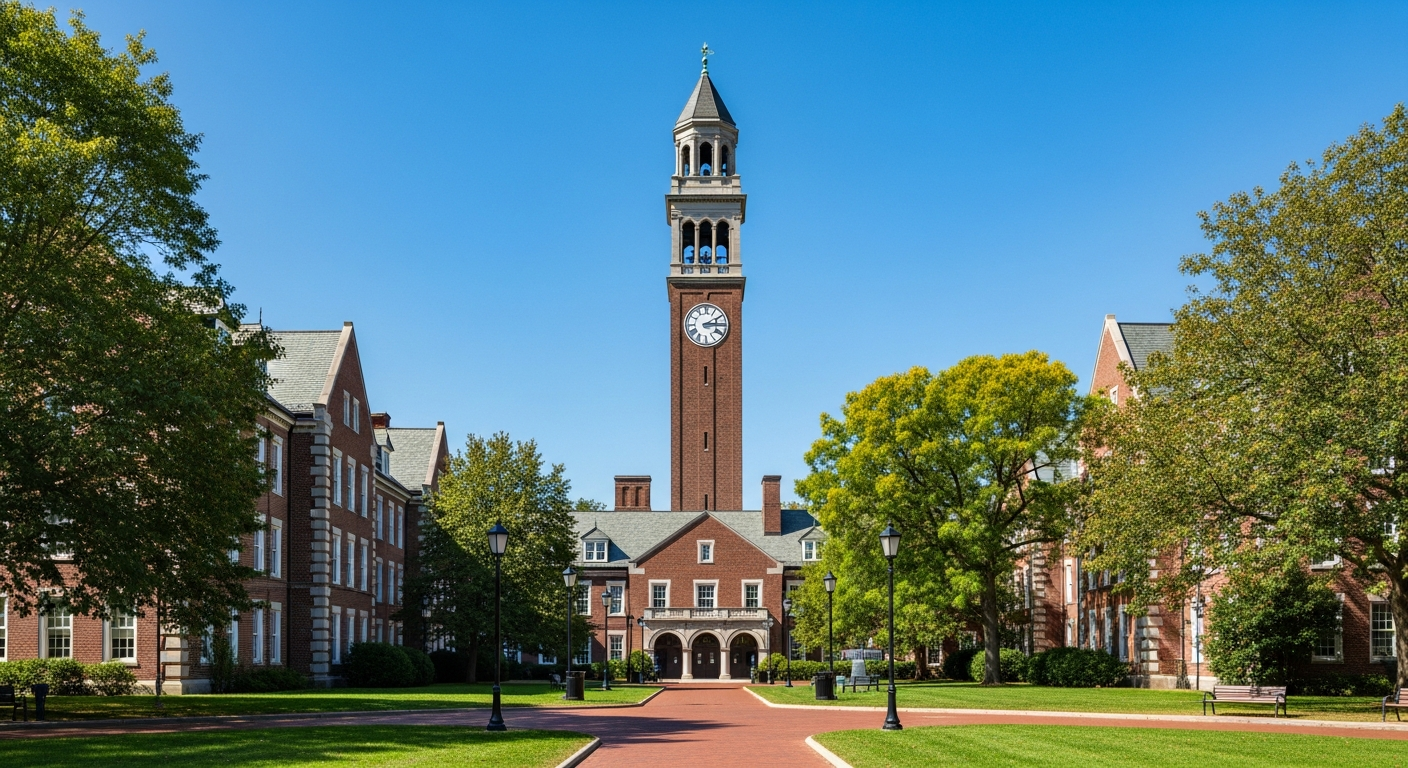 campus bell tower, clock tower, or landmark building