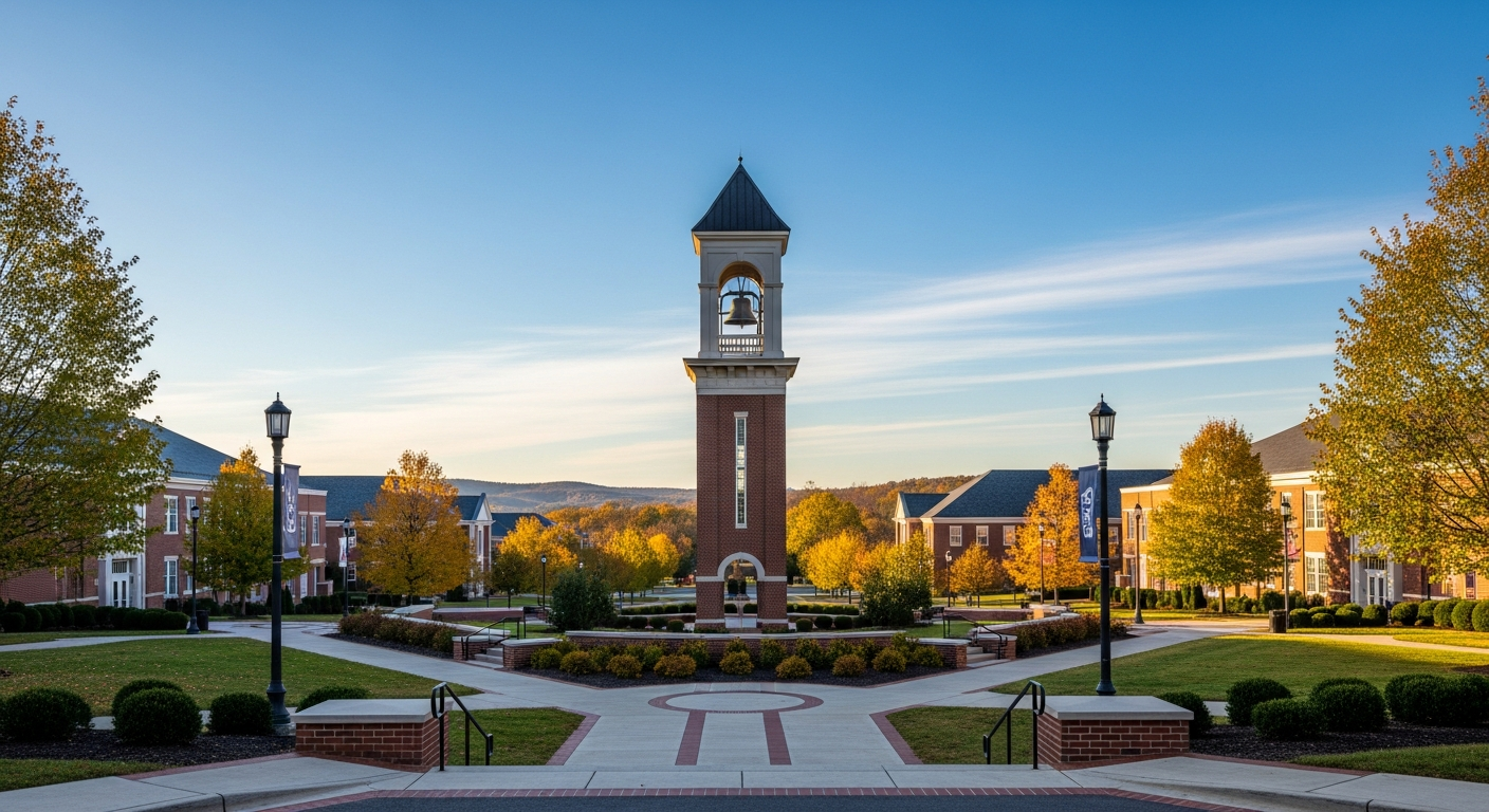 campus bell tower, clock tower, or landmark building