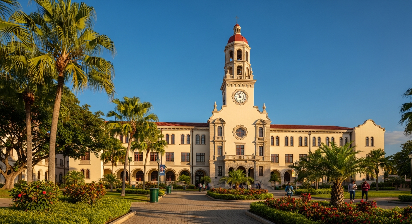 campus bell tower, clock tower, or landmark building