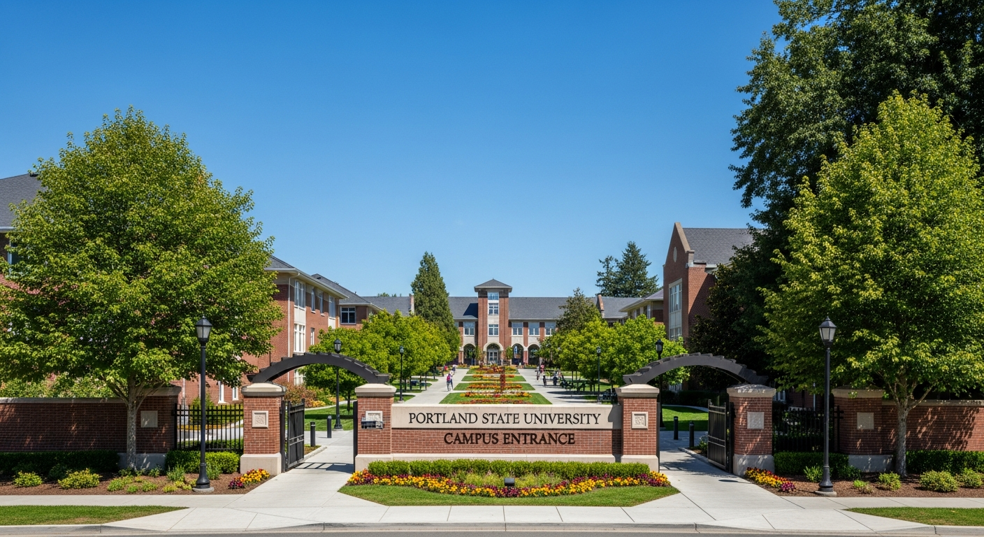 iconic campus entrance gate or sign
