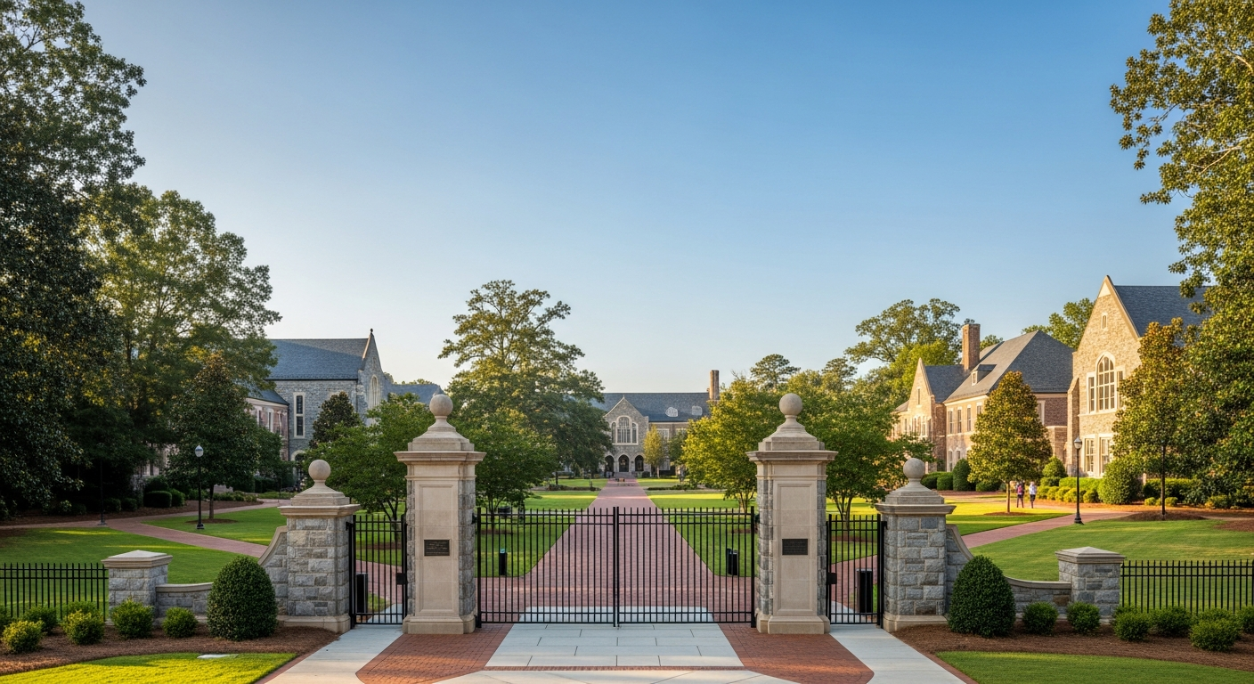 iconic campus entrance gate or sign